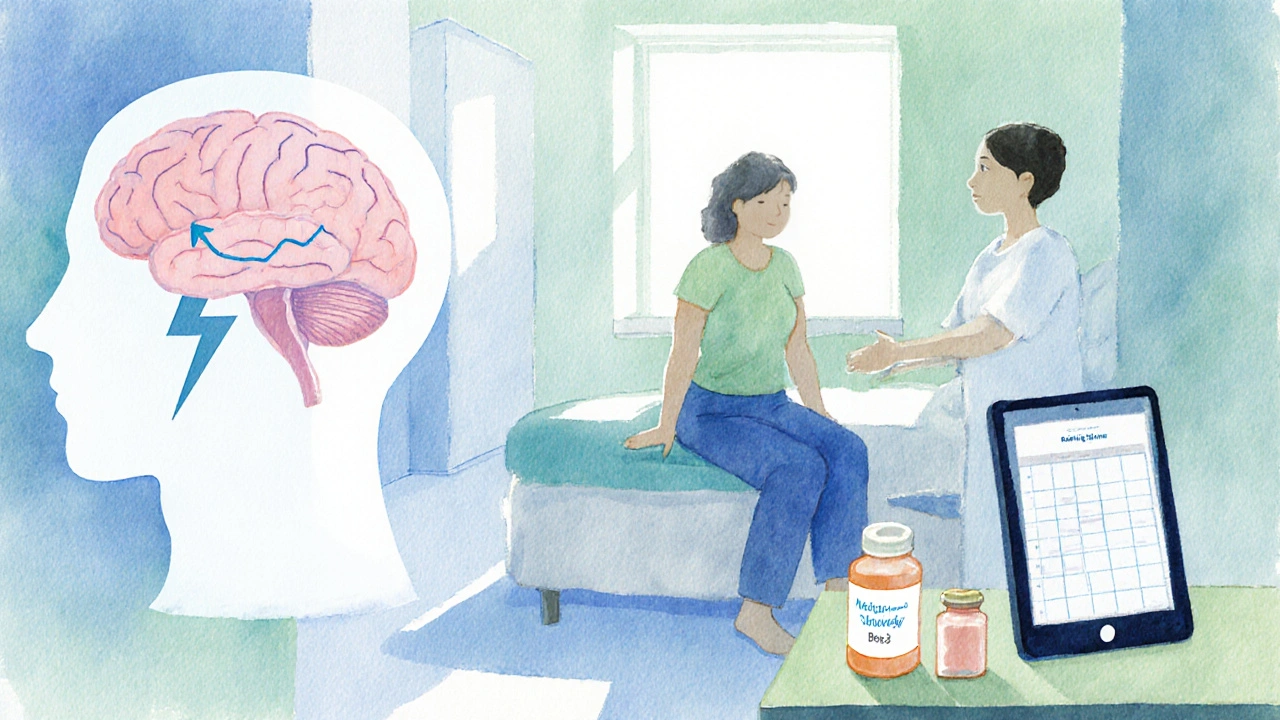 Therapist guiding patient through pelvic floor exercises for bladder rehab.
