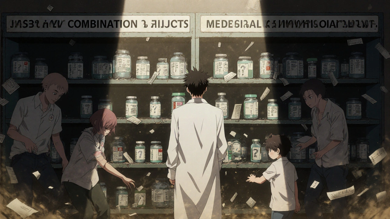 Pharmacist facing wave of patients before shelves of mostly failed generic combination products