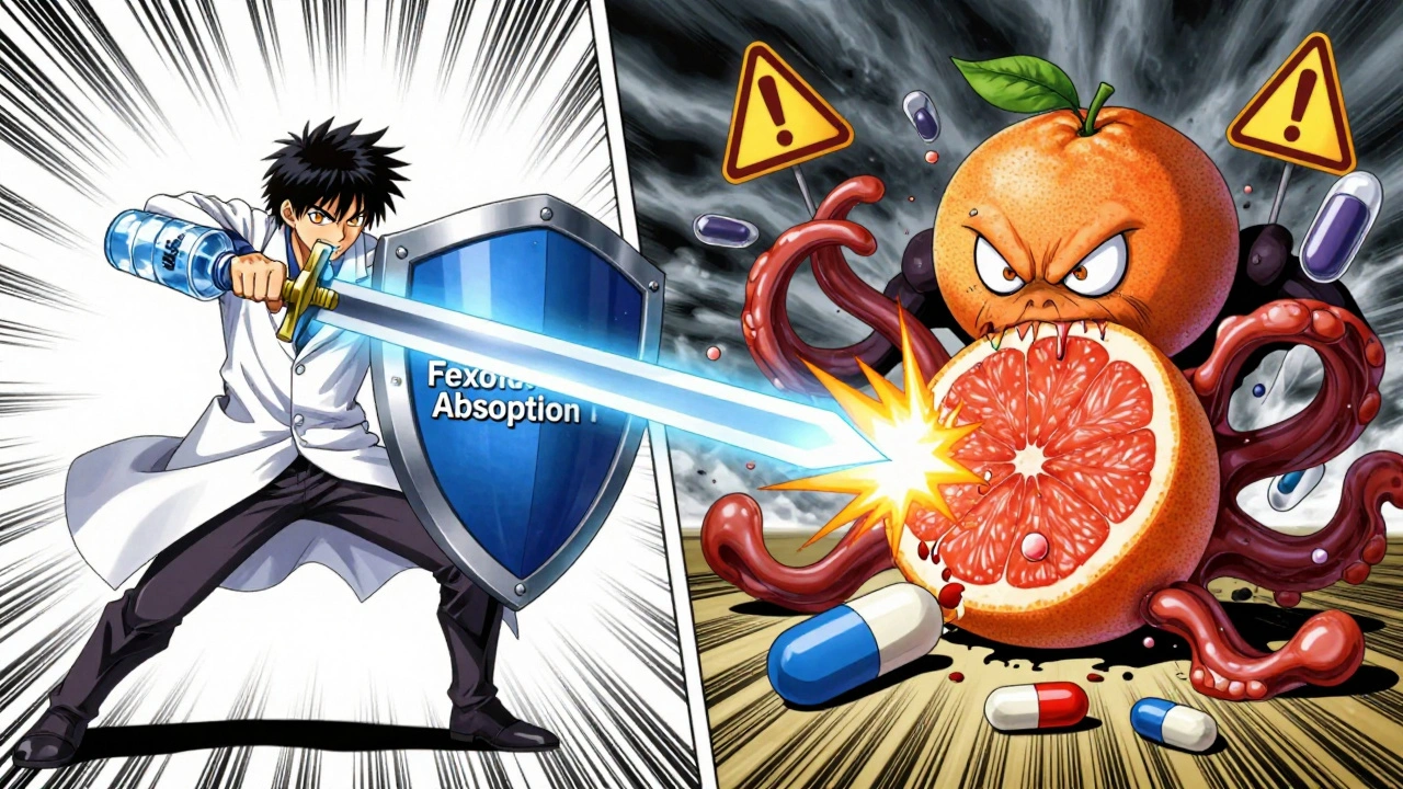 Hero with water sword battles juice villain in a medical-themed anime battle scene.