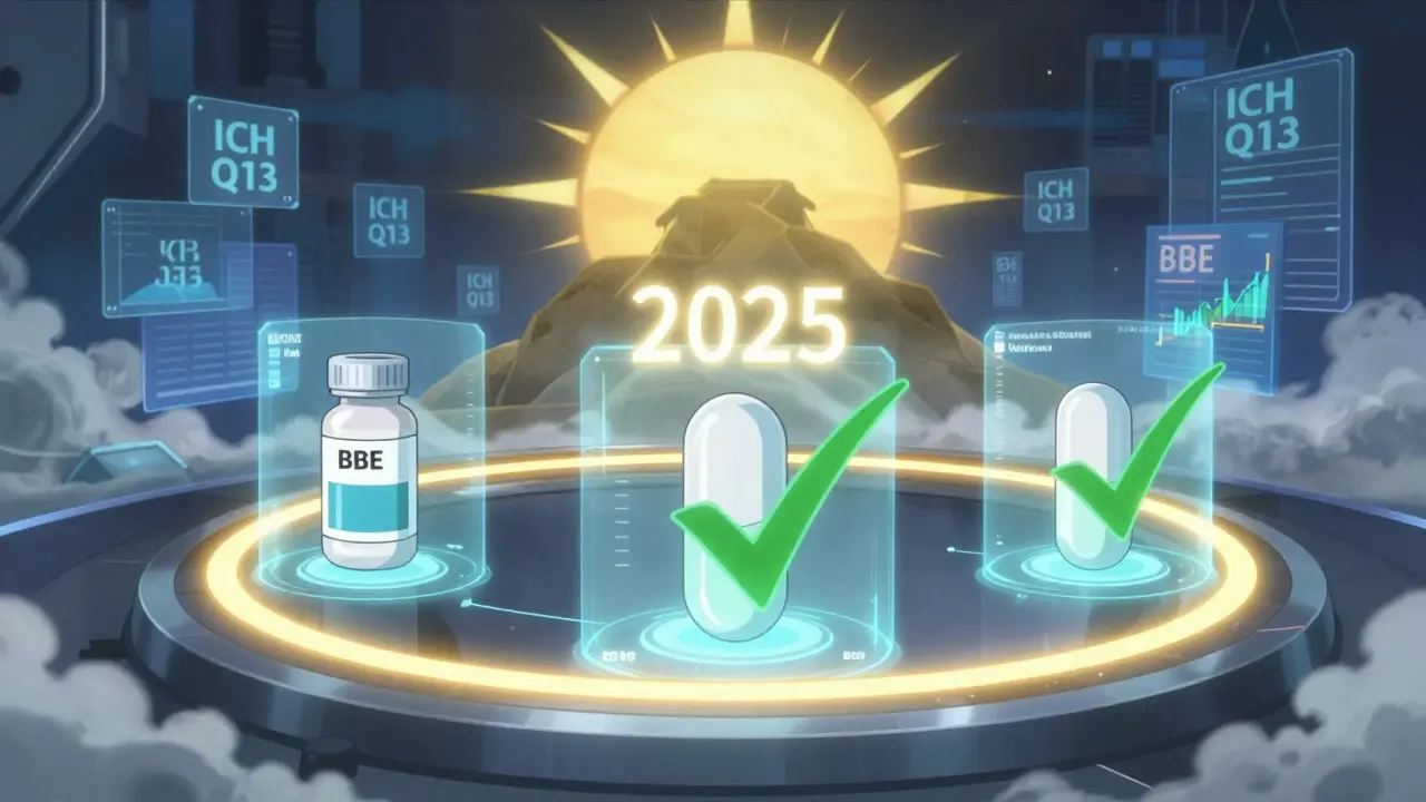 Three brand pill batches in a hologram, generic pill tested against their average variability with golden BBE confirmation.