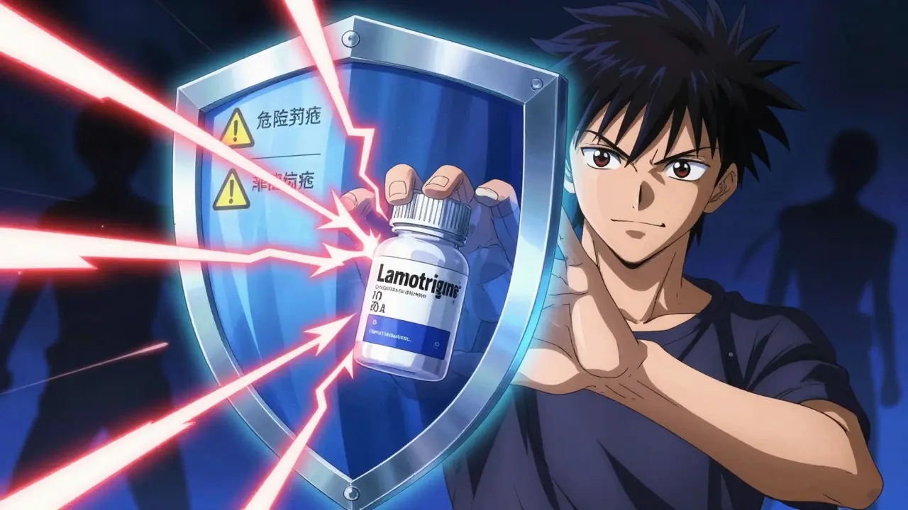 Anime hero protected by shield from drug side effects and scams