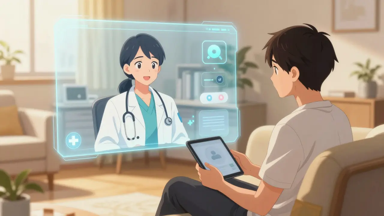 Anime scene of affordable online doctor consultation