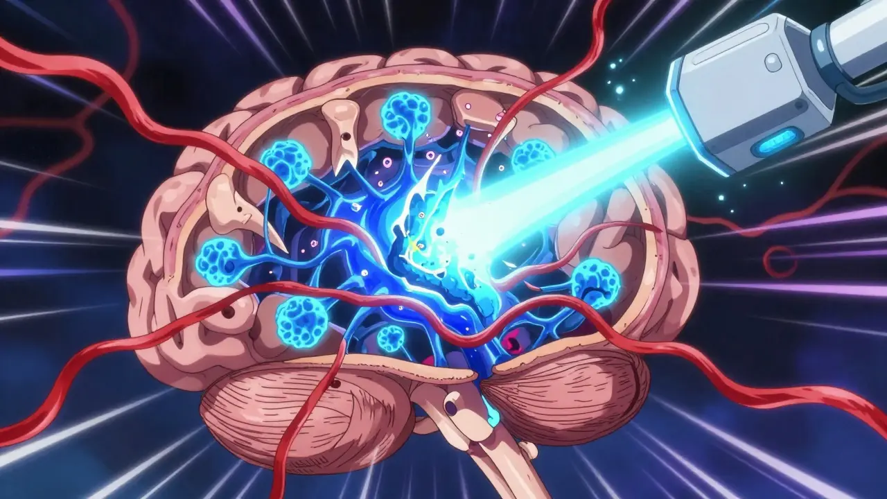 Anime brain battle: drugs destroying protein plaques