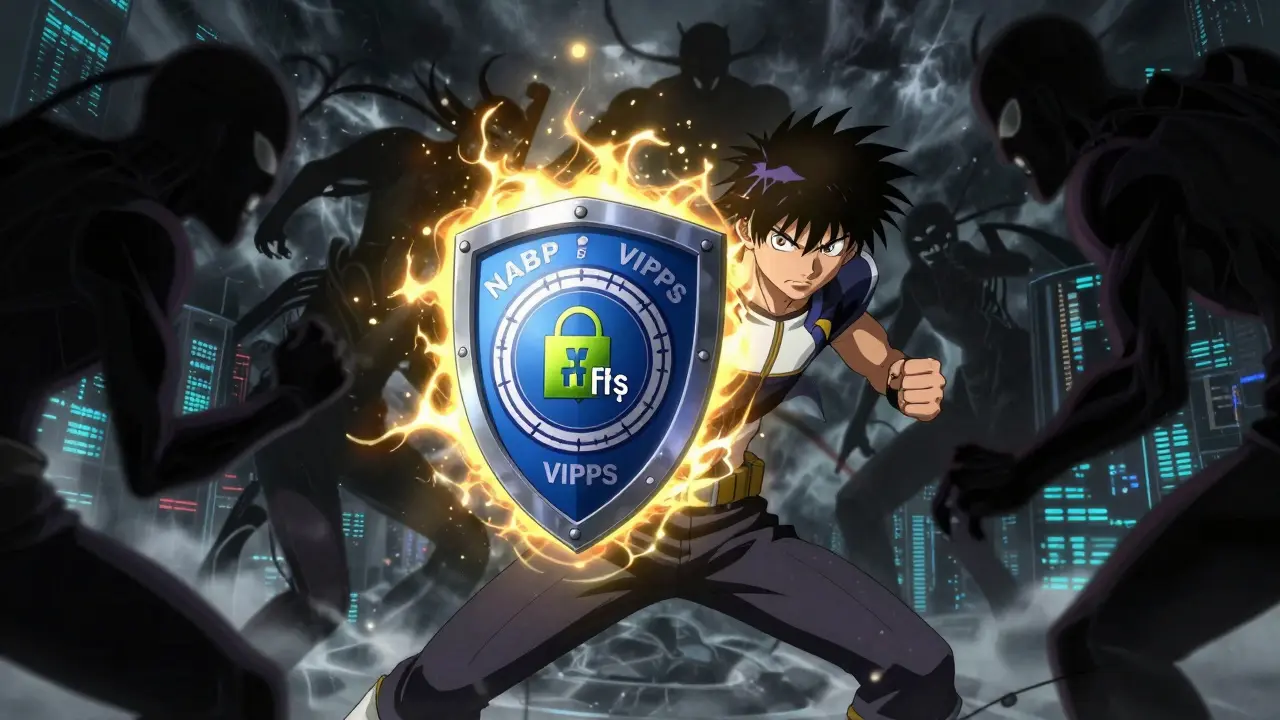 Shounen hero defending against counterfeit drug shadows with safety shield