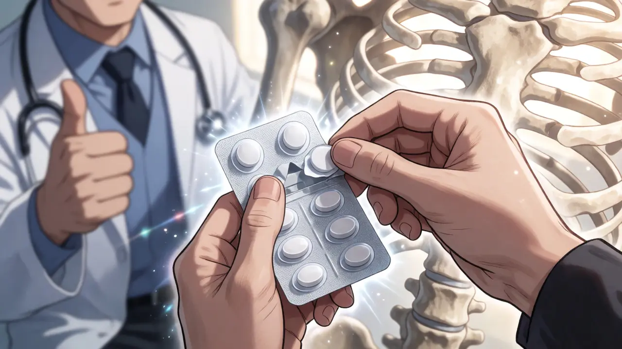 Anime close up of opening generic raloxifene blister pack