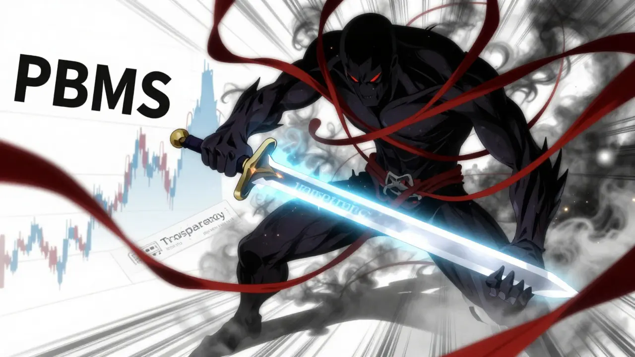 Hero fighting PBM monster with transparency sword in anime style